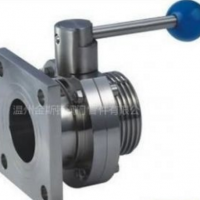 供应卫生级不锈钢一端法兰一端螺纹蝶阀