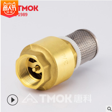 唐科阀门 螺纹黄铜立式止回阀 过滤弹簧单向止回阀 源头厂家直销