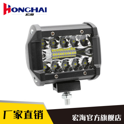 汽车4英寸工作长条灯三排高亮LED顶灯摩托车改装射灯工作灯60w