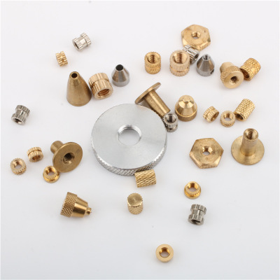 厂家滚花铜螺丝铜卡件铜嵌件注塑铜螺母镶件套装五金配件