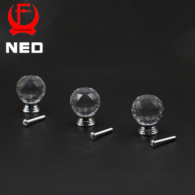 直径30mm现代简约水晶拉手刻面球单孔圆形抽屉把手衣柜橱柜拉手