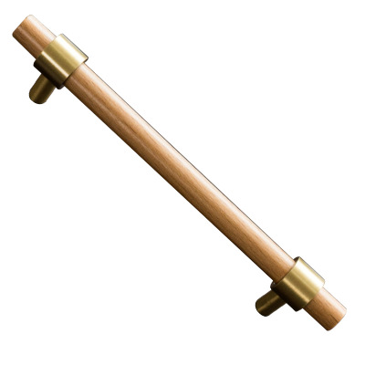 榉木黄铜全铜纯铜拉手新中式胡桃木家具橱柜门衣柜五金小把手双孔