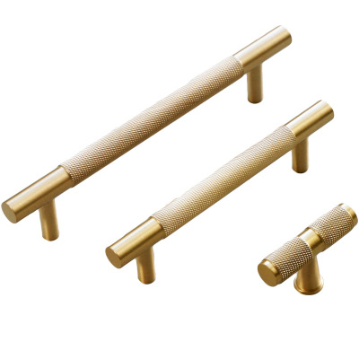 北欧轻奢全铜滚花拉手美式现代简约欧式衣柜橱柜鞋柜柜门把手