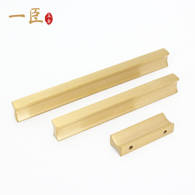 厂家直销新中式复古实心纯铜加厚橱柜门拉手衣柜家具五金黄铜把手