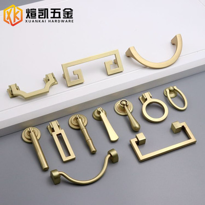 厂家直销新中式复古铜拉丝拉手 橱柜衣柜门家具五金铜本色门把手