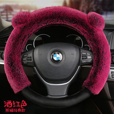 2019款冬季毛绒方向盘套獭兔毛短毛把套保暖防滑手刹套排挡套代发