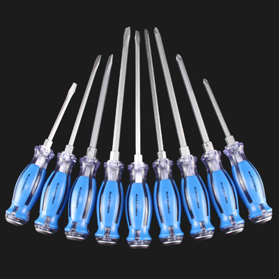 厂家供应十字一字穿芯敲击螺丝刀批杆贯通 透明PVC手柄螺丝批