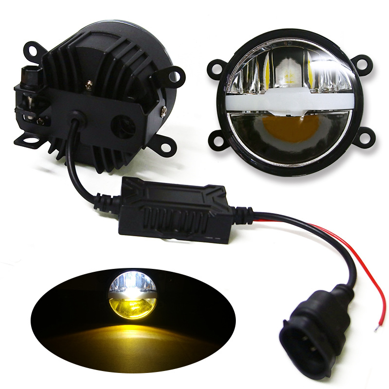 汽车LED雾灯 三色雾灯白光黄金光防雾灯 前照灯日行灯超亮防水H11