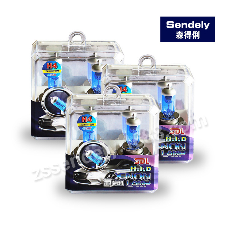 H4套装厂家直供汽车加氙气灯泡石英灯泡远近光卤素灯泡超白光蓝泡