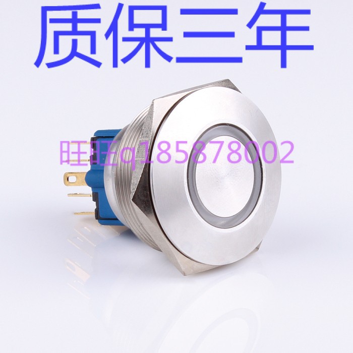 送端子40mm金属按钮开关 自动复位 防水 带环形LED灯 6只脚银触点