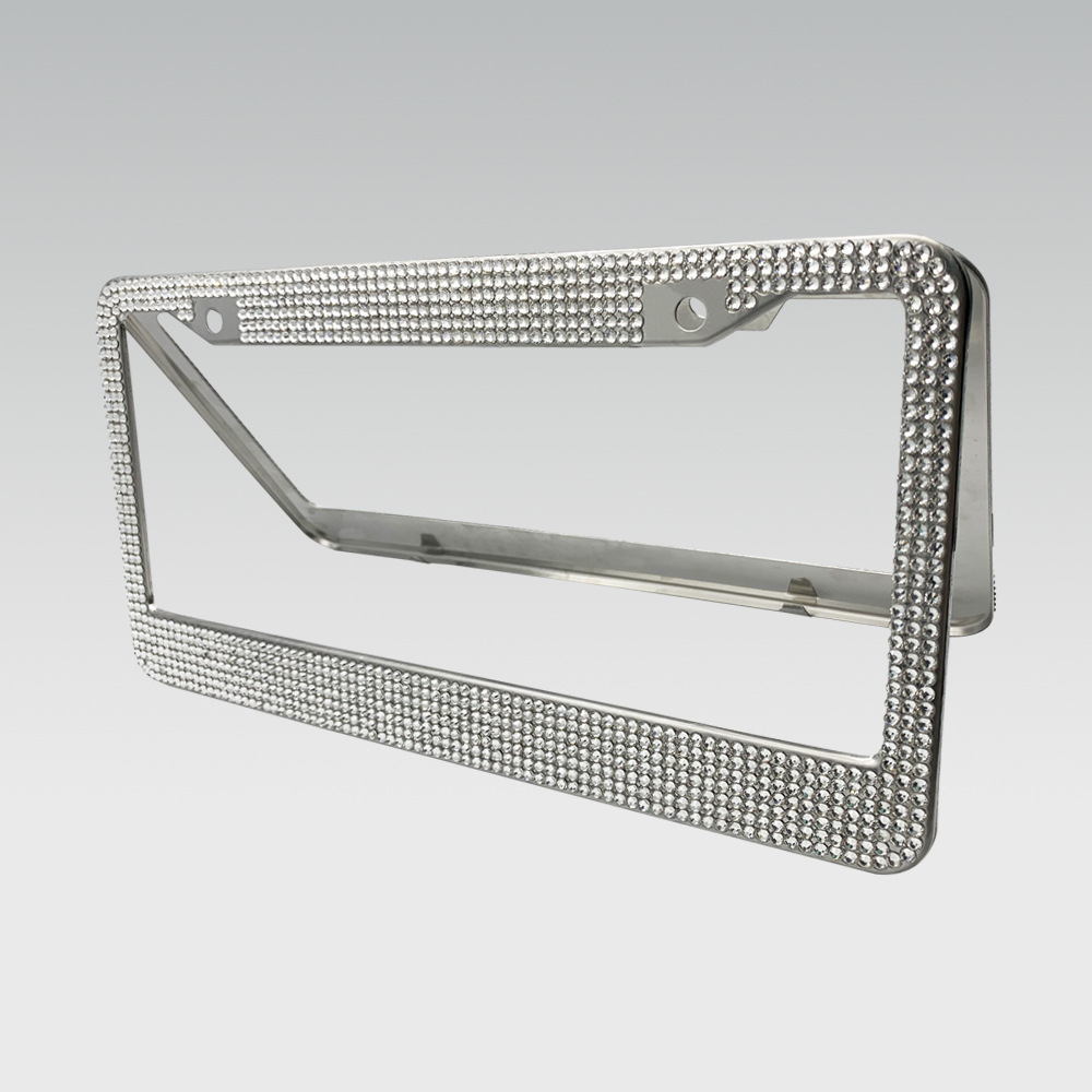 跨境点钻不锈钢牌照框 AB彩水钻美式车框架 2孔出口美规车牌框