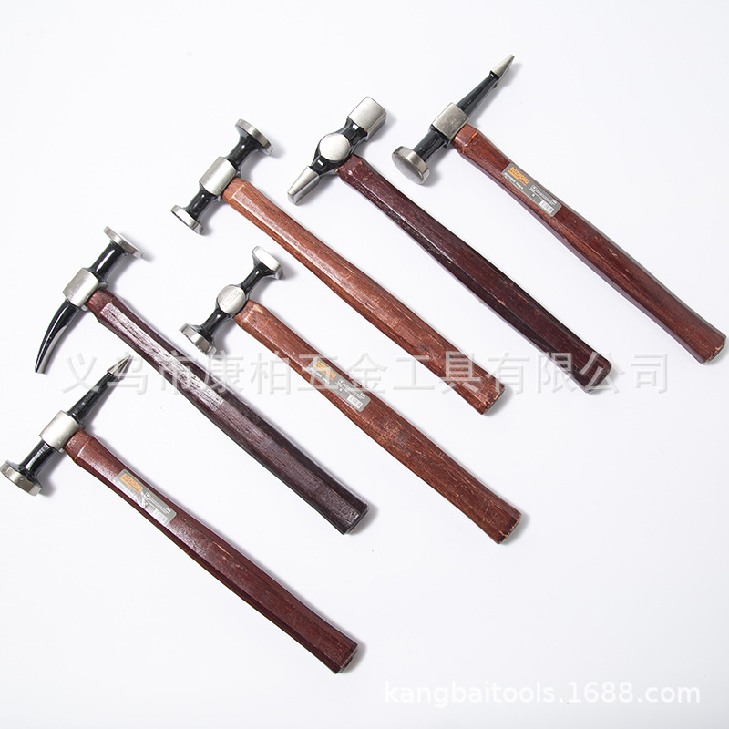 胡桃木柄钣金检测锤钣金凹陷修复工具尖弯扁方圆形锤子汽修汽保