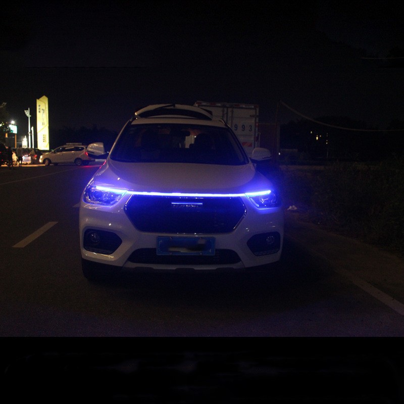 启动扫描贯穿式日行灯 机盖氛围灯引擎盖装饰灯中网LED改装灯