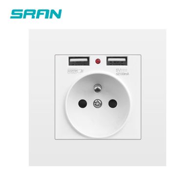 86型欧式插座带双USB面板法标法规法式双USB插座阻燃PC面板暗装