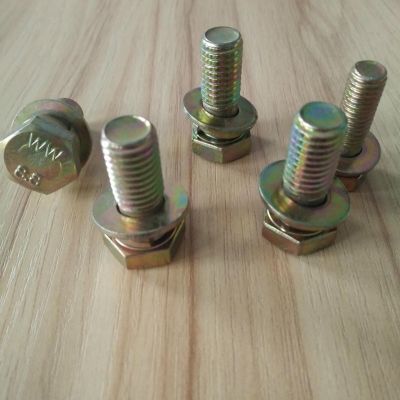 8.8级镀锌外六角三组合螺丝9074.17组合螺栓带平弹垫4M5M6M810M12