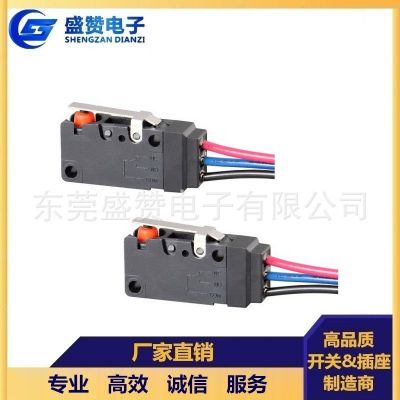 防水微动开关 带压柄 防水带线型微动 自动养殖汽车IP67设备开关