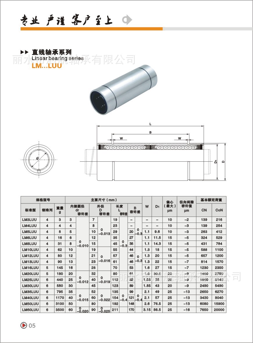 丽水市启航轴承有限公司 电子目录