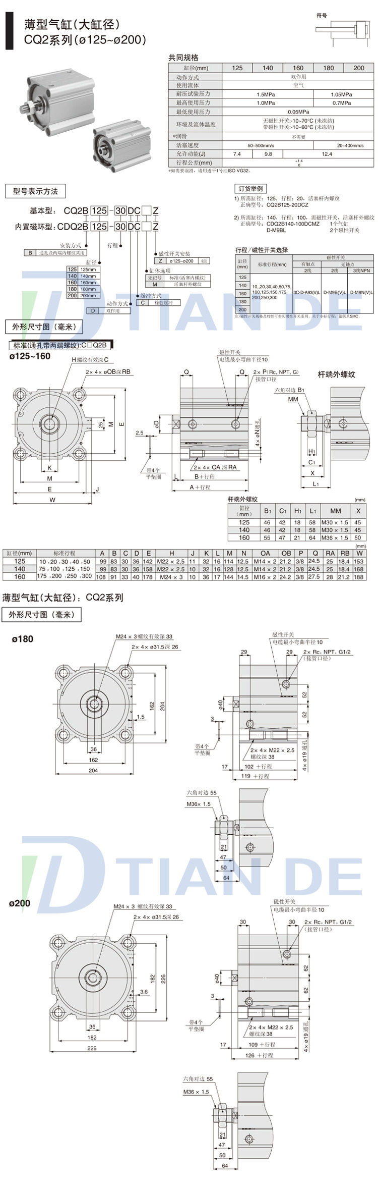 CQ2B薄型气缸_10