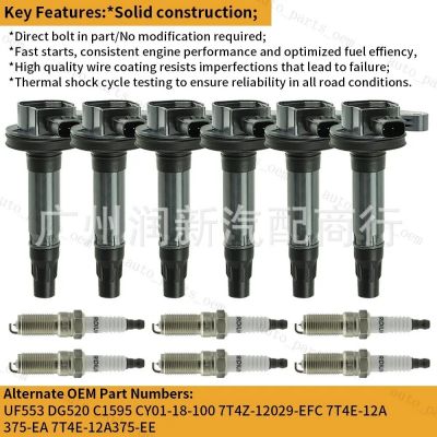 6 件 UF553 点火线圈和真铱火花塞适用于 11-16 款福特 Edge 3.5L