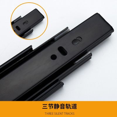 厂家直供 4510缓冲静音滑轨抽屉轨道三节钢珠阻尼滑轨吊轨路轨道
